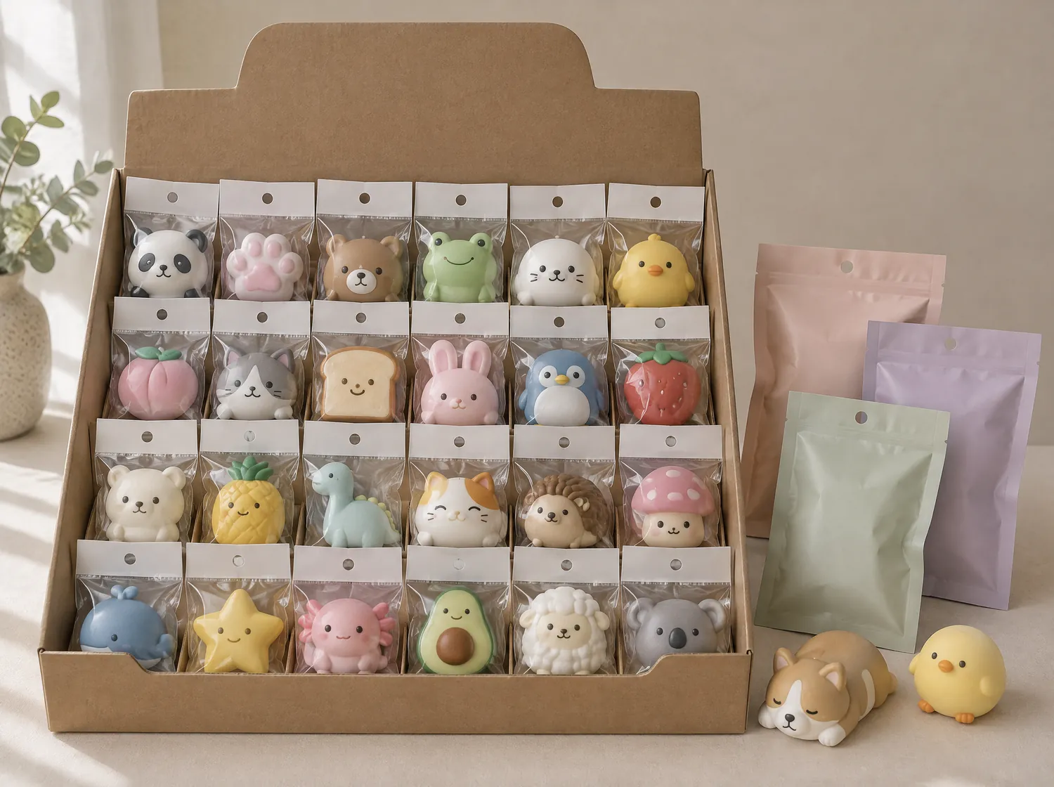 Counter display box of bagged squishies