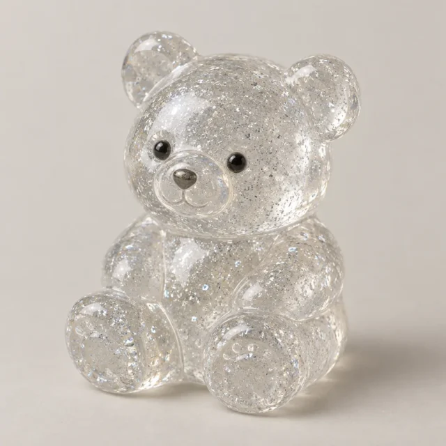Clear Glitter Bear Silicone Squishy